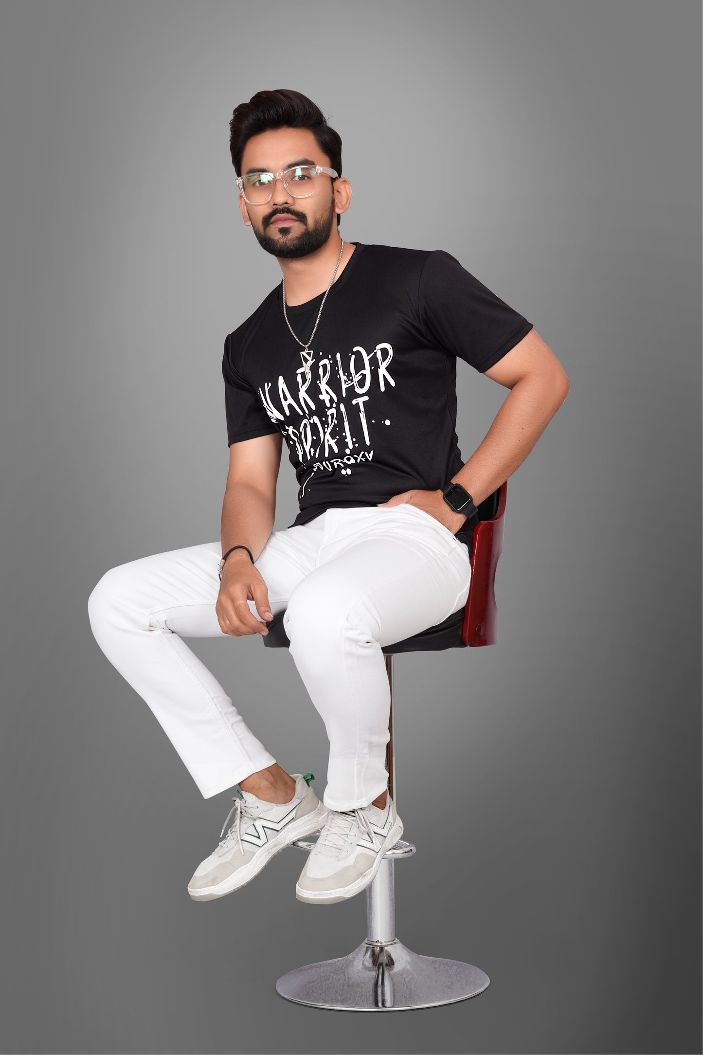 SUR-T Men Printed, Typography Round Neck Polyester Black T-Shirt