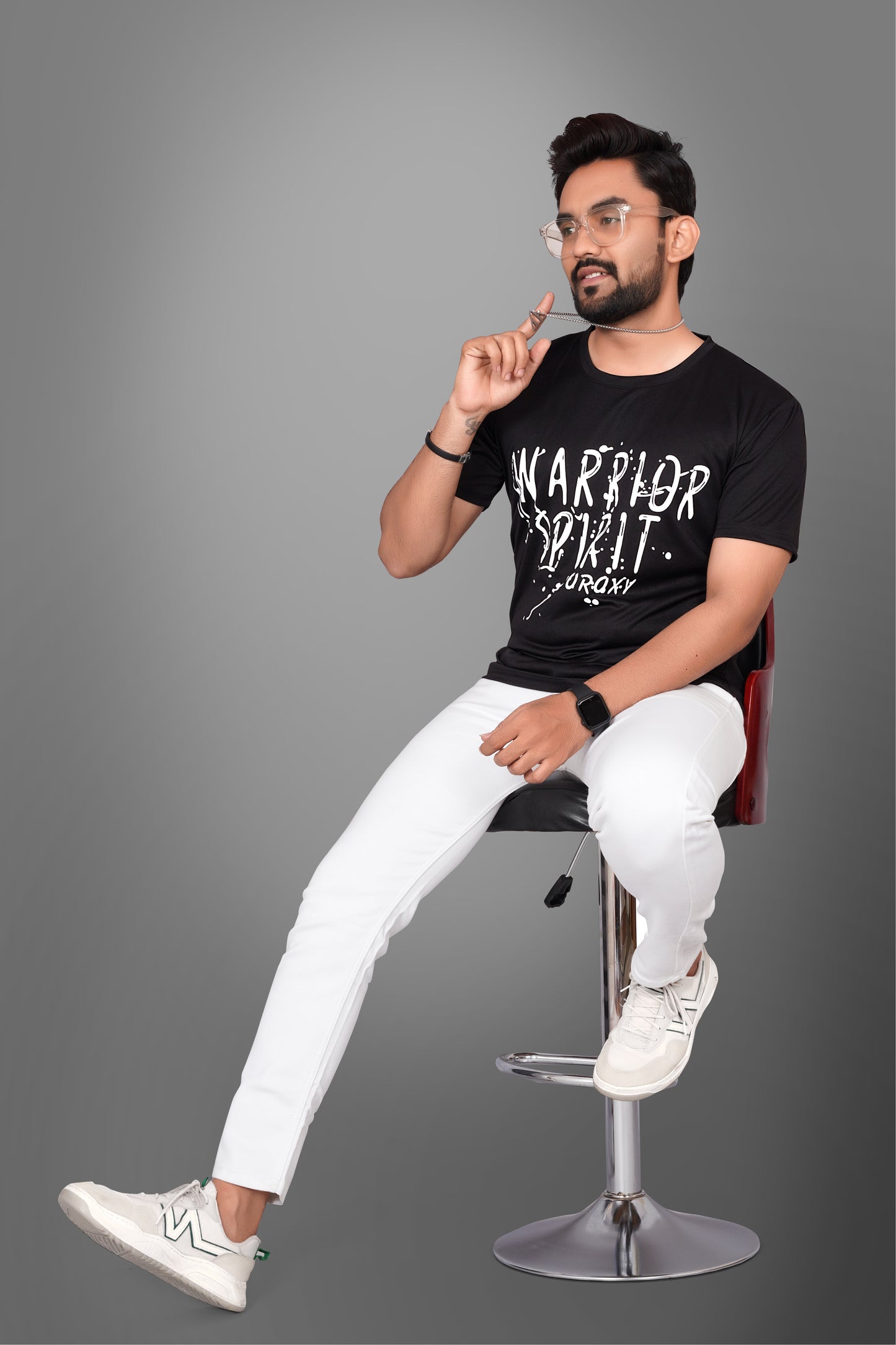 SUR-T Men Printed, Typography Round Neck Polyester Black T-Shirt