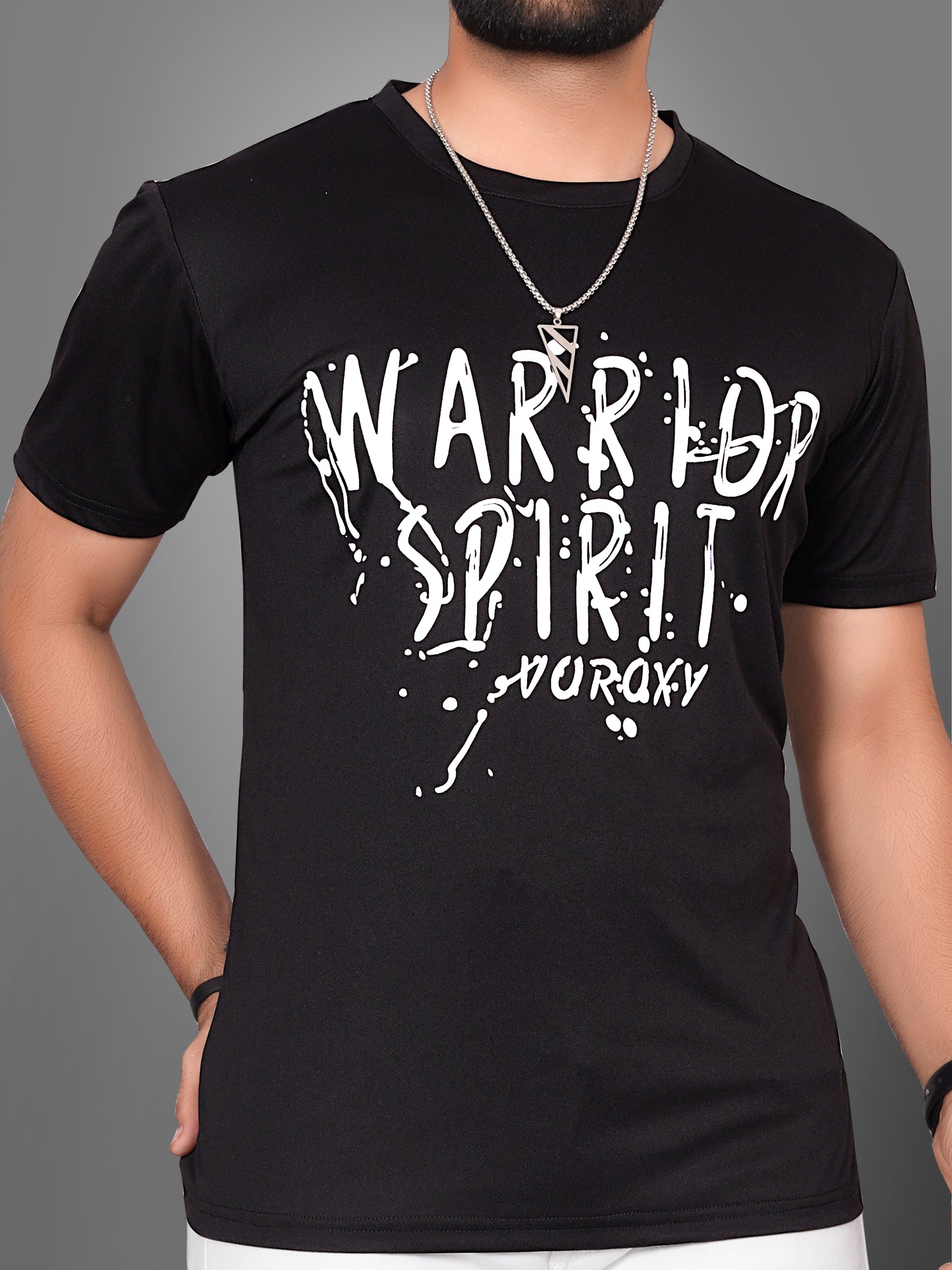 SUR-T Men Printed, Typography Round Neck Polyester Black T-Shirt