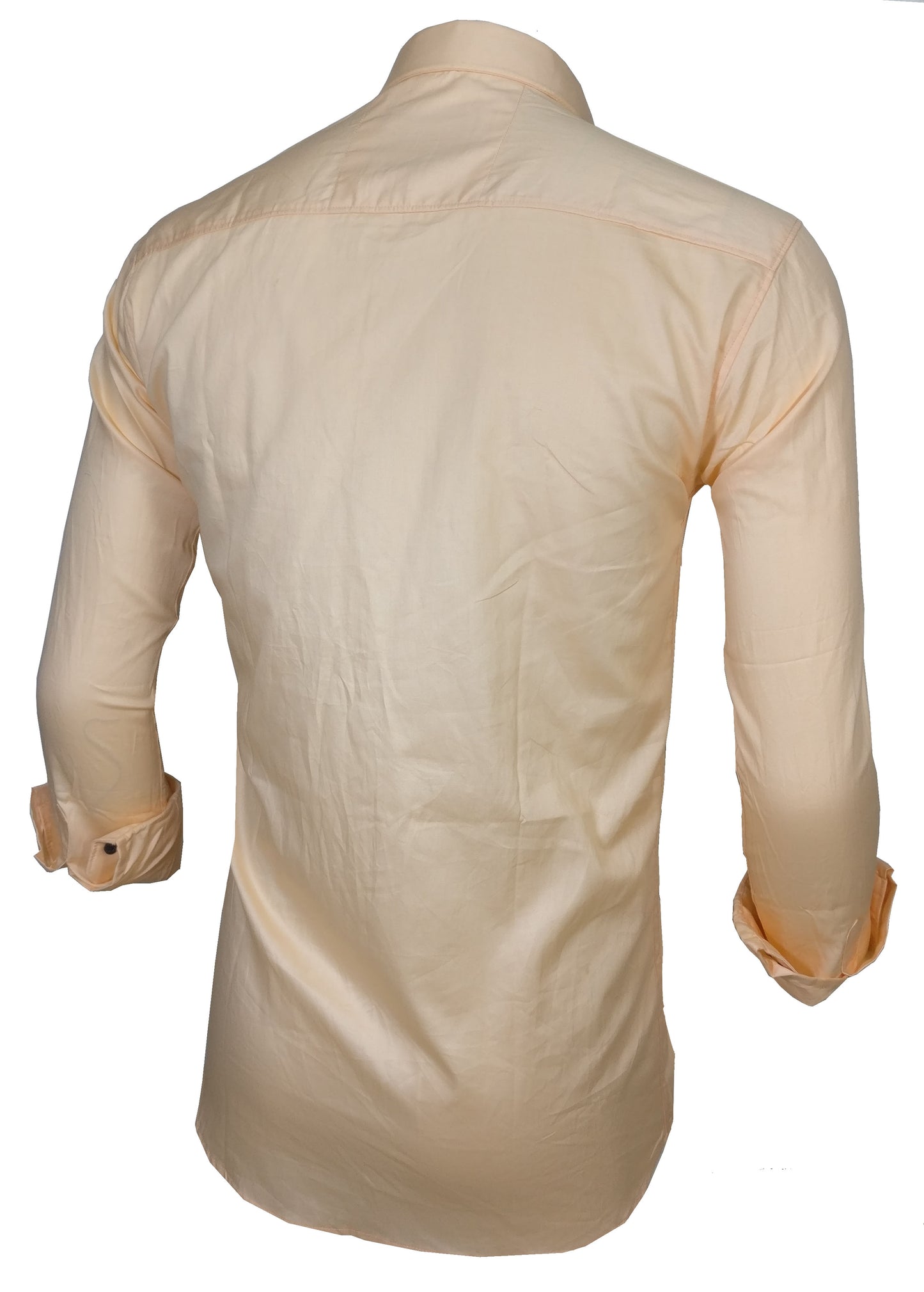 Men's Solid Slim Fit Cotton Double Button Beige Shirt
