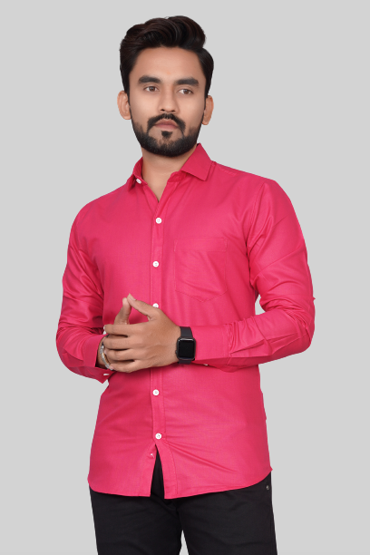 Men's Regular Fit Solid Spread Collar Casual Dark Grey Shirt