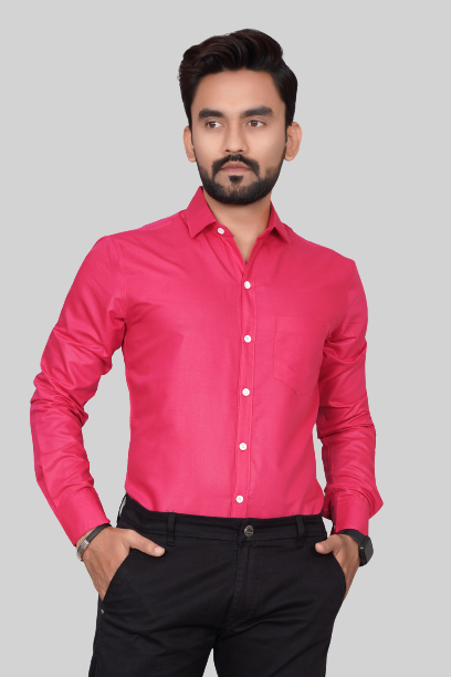 Men's Regular Fit Solid Spread Collar Casual Dark Grey Shirt