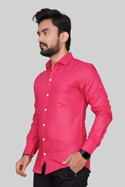 Men's Regular Fit Solid Spread Collar Casual Dark Grey Shirt
