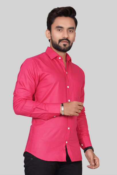 Men's Regular Fit Solid Spread Collar Casual Dark Grey Shirt