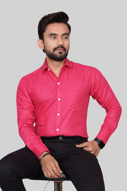 Men's Regular Fit Solid Spread Collar Casual Dark Grey Shirt