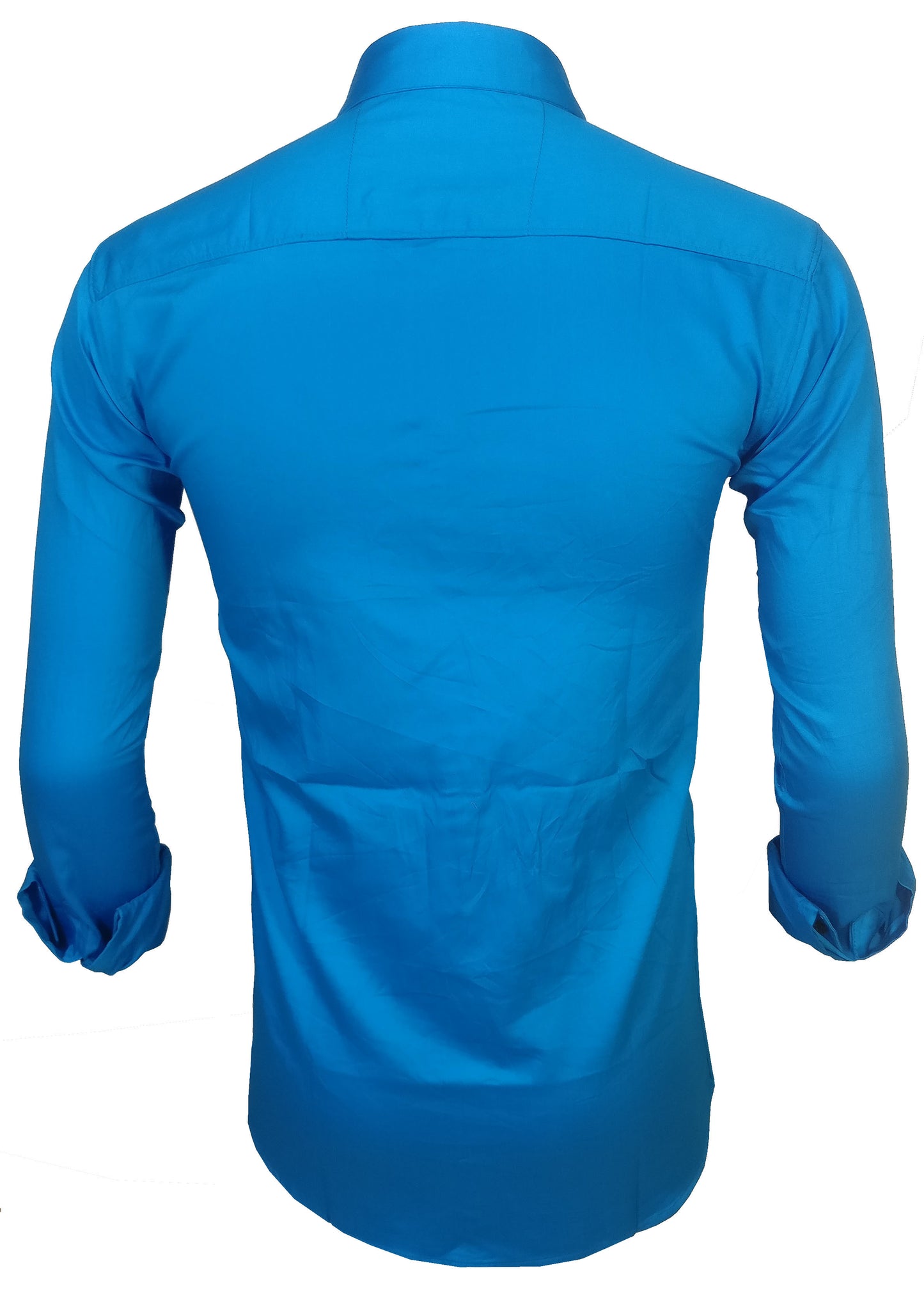 Men's Solid Slim Fit Cotton Double Button Dark Blue Shirt