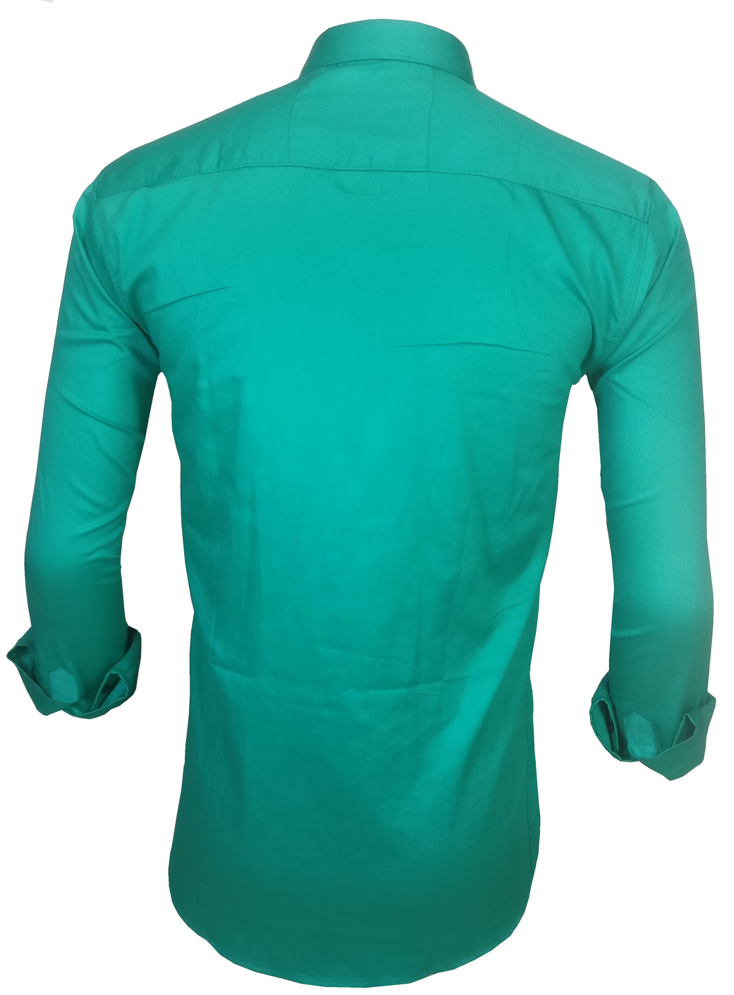 Men's Solid Slim Fit Cotton Double Button Dark Green Shirt