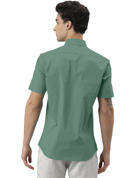 Men's Solid Slim Fit Cotton Half Sleeves Dark Grey Shirt