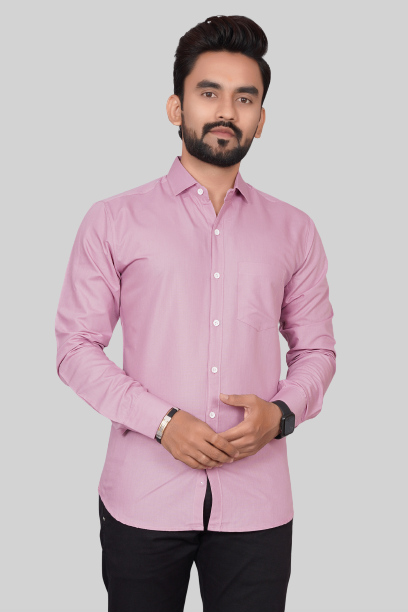 Men's Regular Fit Solid Spread Collar Casual Lavender Shirt