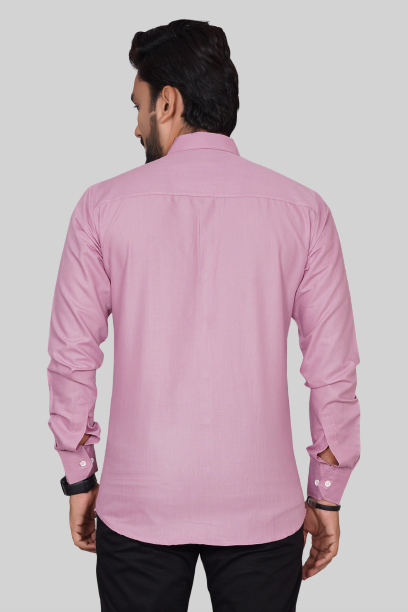 Men's Regular Fit Solid Spread Collar Casual Lavender Shirt