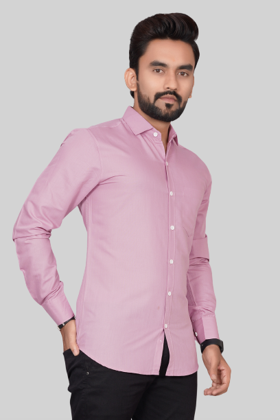 Men's Regular Fit Solid Spread Collar Casual Lavender Shirt