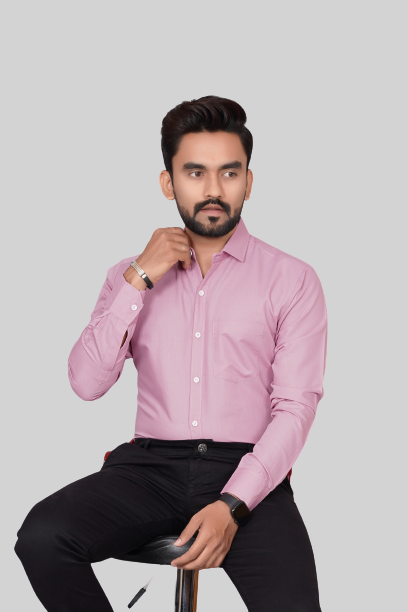 Men's Regular Fit Solid Spread Collar Casual Lavender Shirt