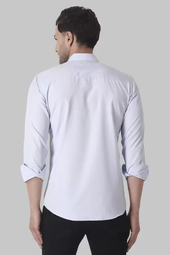 Men's Regular Fit Solid Spread Collar Casual Light Sky Shirt