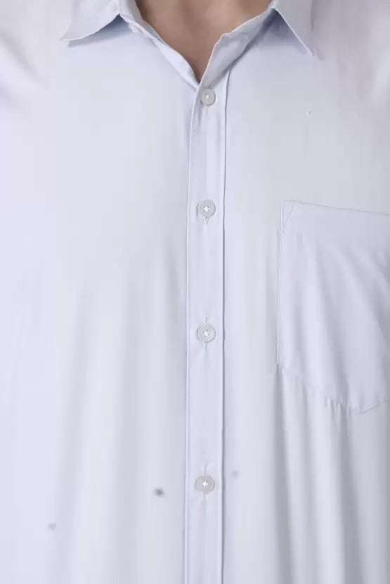Men's Regular Fit Solid Spread Collar Casual Light Sky Shirt