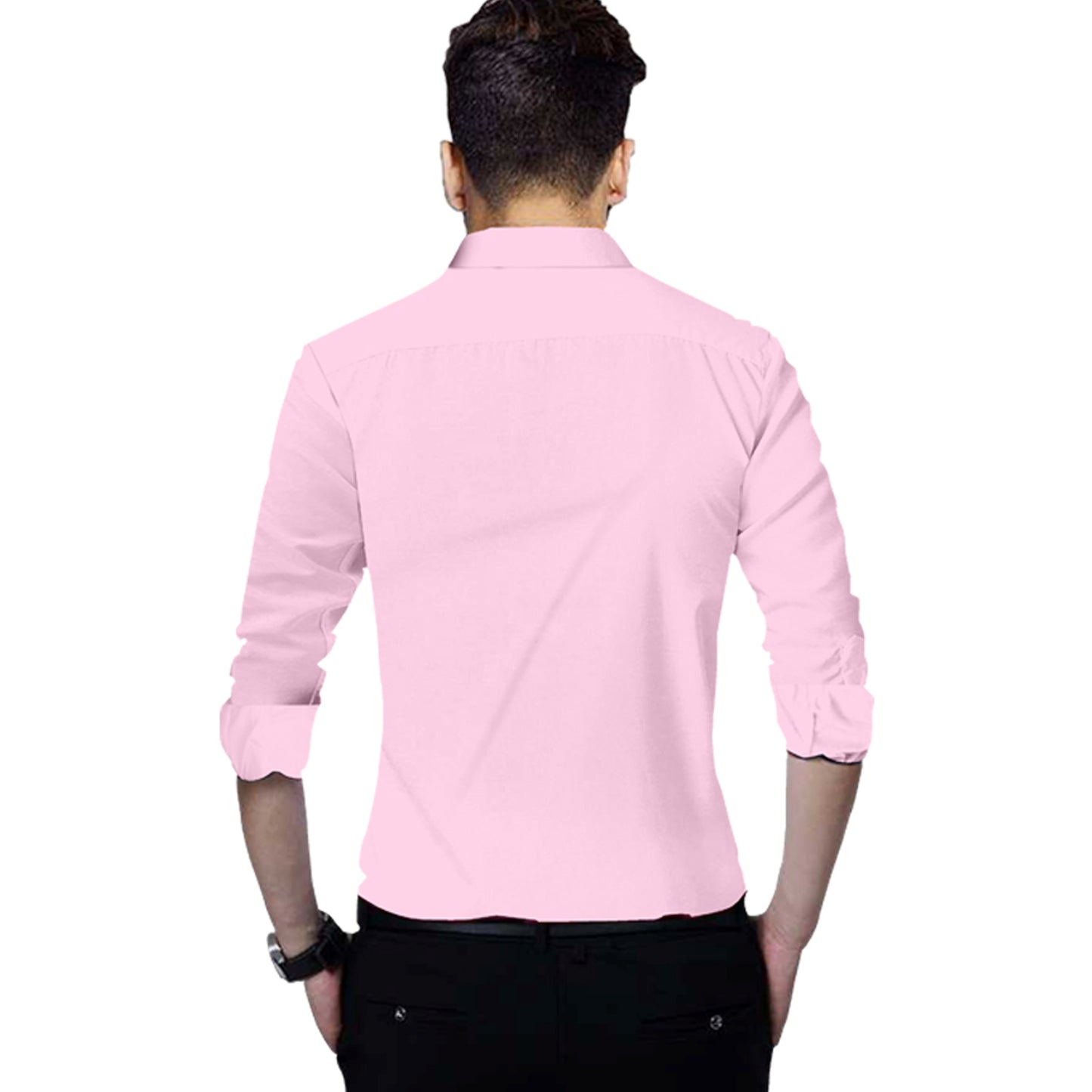 Men's Solid Slim Fit Cotton Double Button Light Pink Shirt
