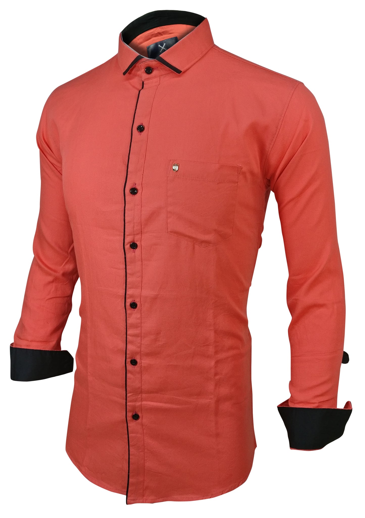 Men's Liner Design Slim Fit Dark Pink Cotton Shirt