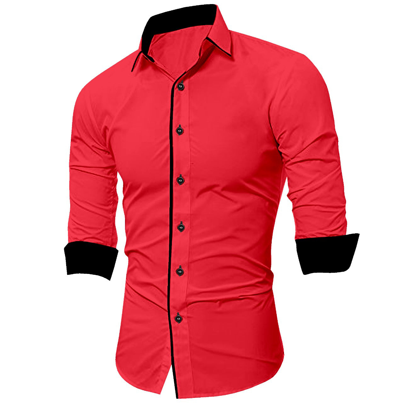 Men's Liner Design Slim Fit Dark Pink Cotton Shirt