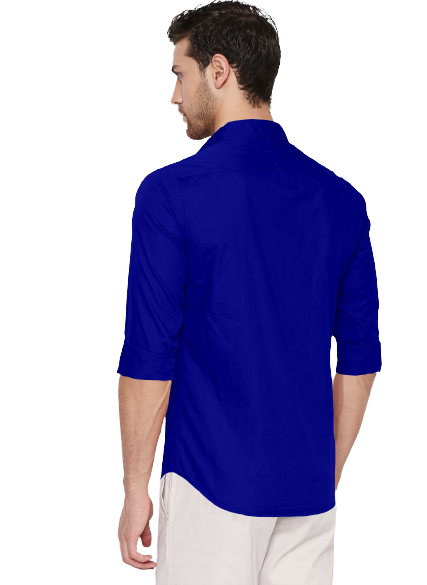 Men's Liner Design Slim Fit Royel Blue Cotton Shirt
