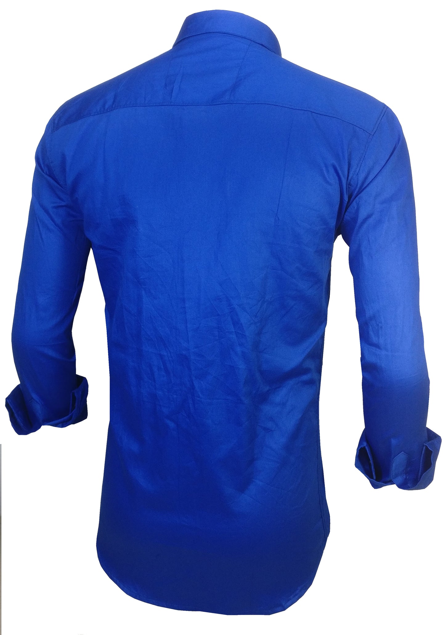 Men's Solid Slim Fit Cotton Double Button Royel Blue Shirt