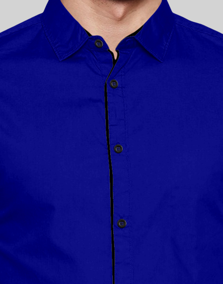 Men's Liner Design Slim Fit Royel Blue Cotton Shirt
