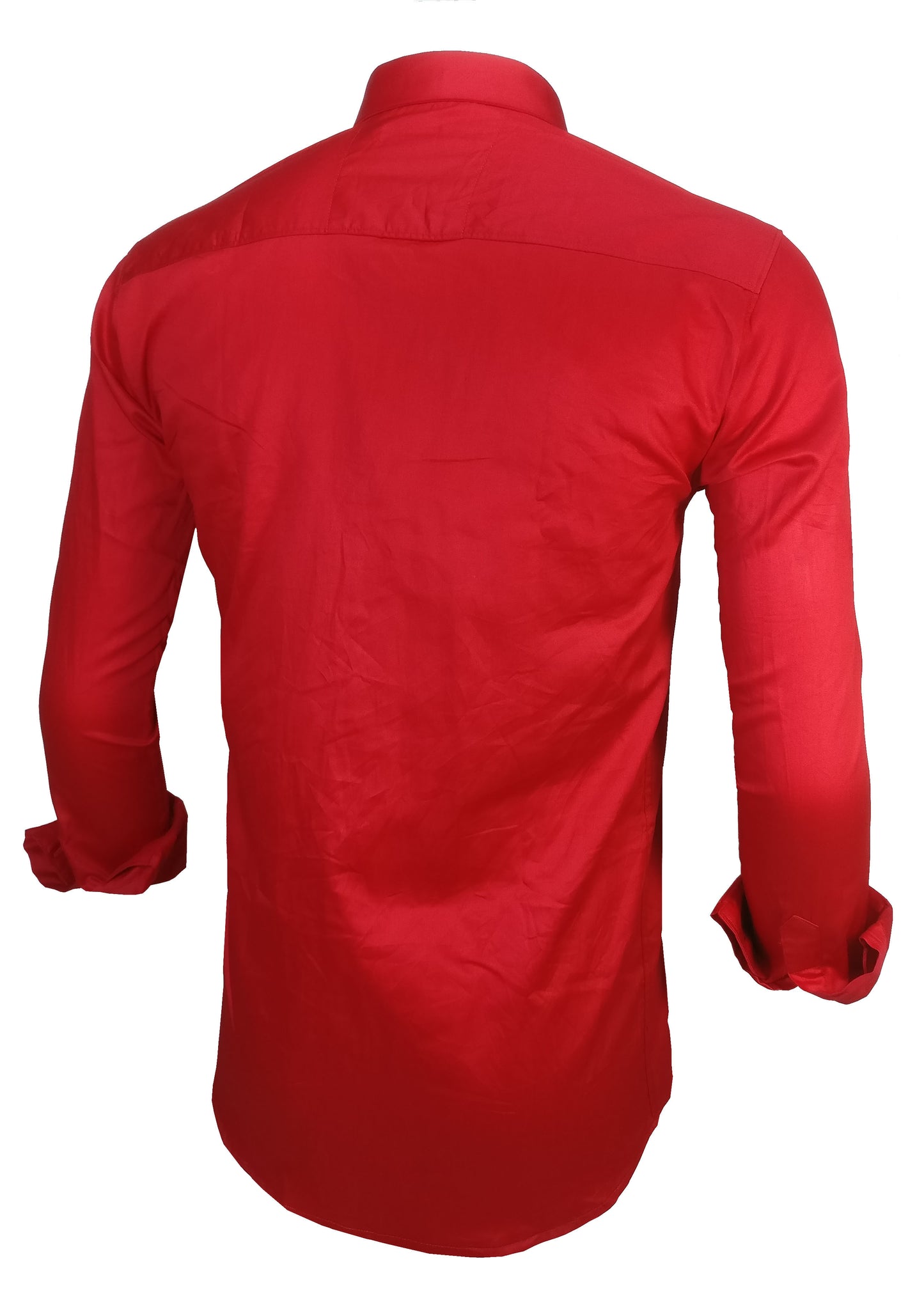 Men's Solid Slim Fit Cotton Double Button Red Shirt