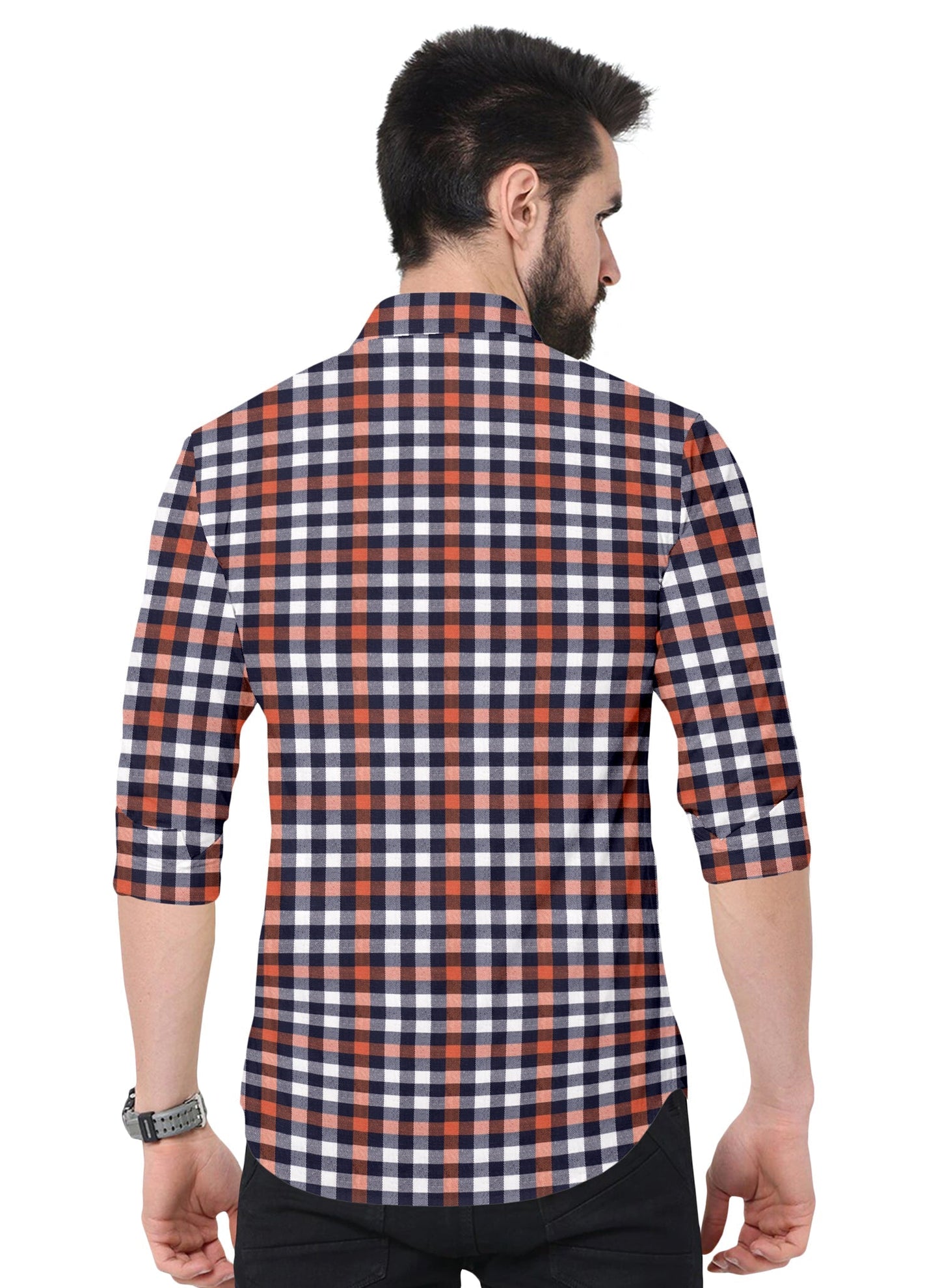 SUR-T Men regular Fit Checkered Spread Collar Casual Shirt