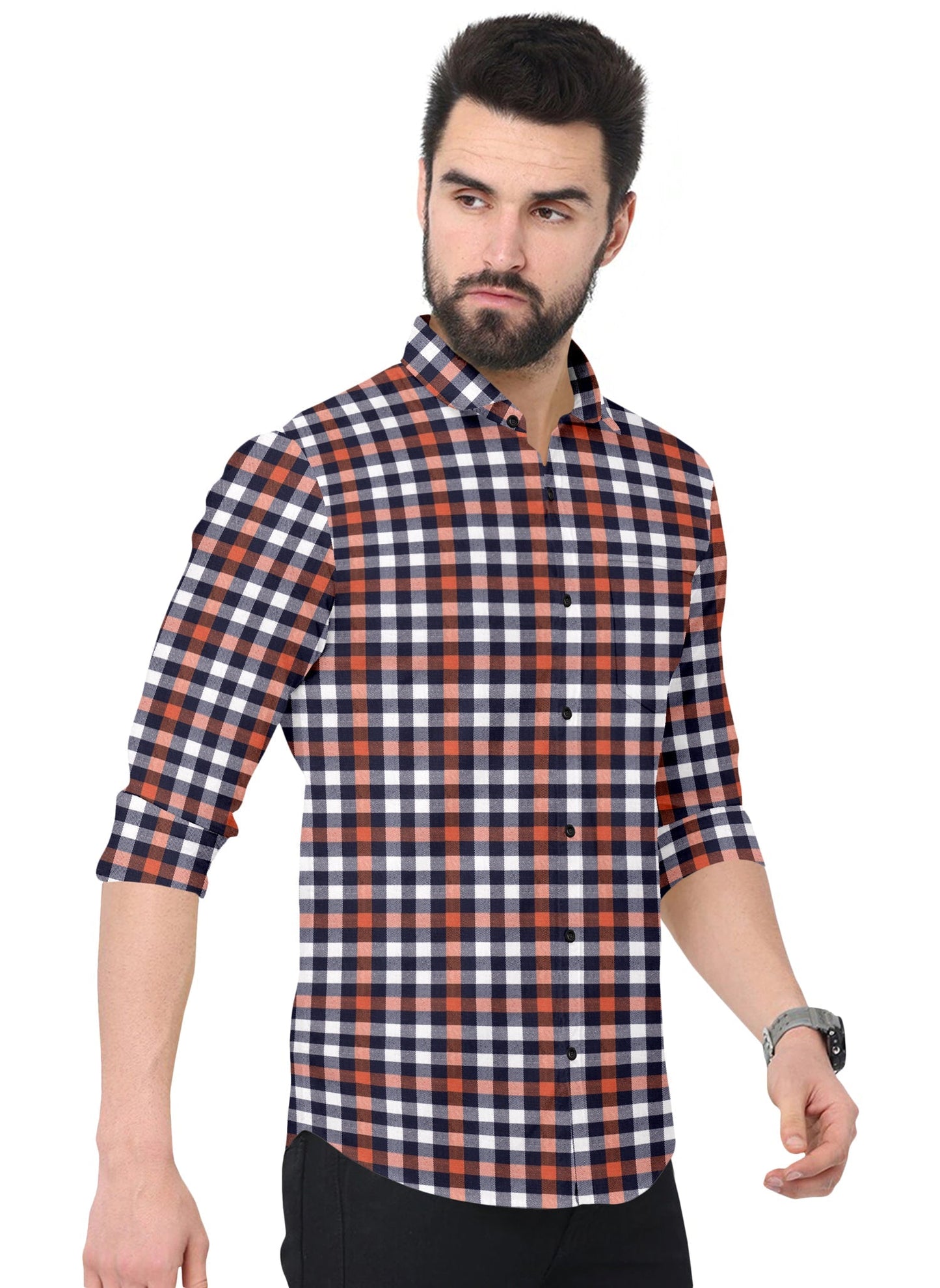 SUR-T Men regular Fit Checkered Spread Collar Casual Shirt