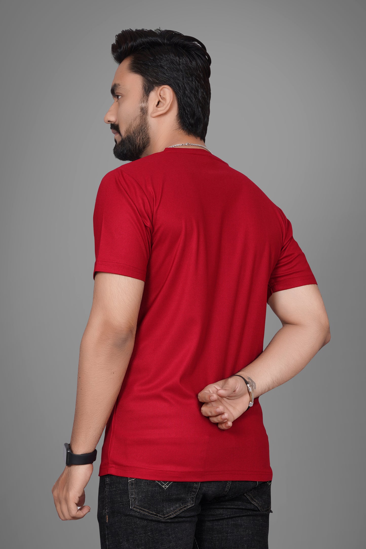 SUR-T Men Printed, Typography Round Neck Polyester Red T-Shirt