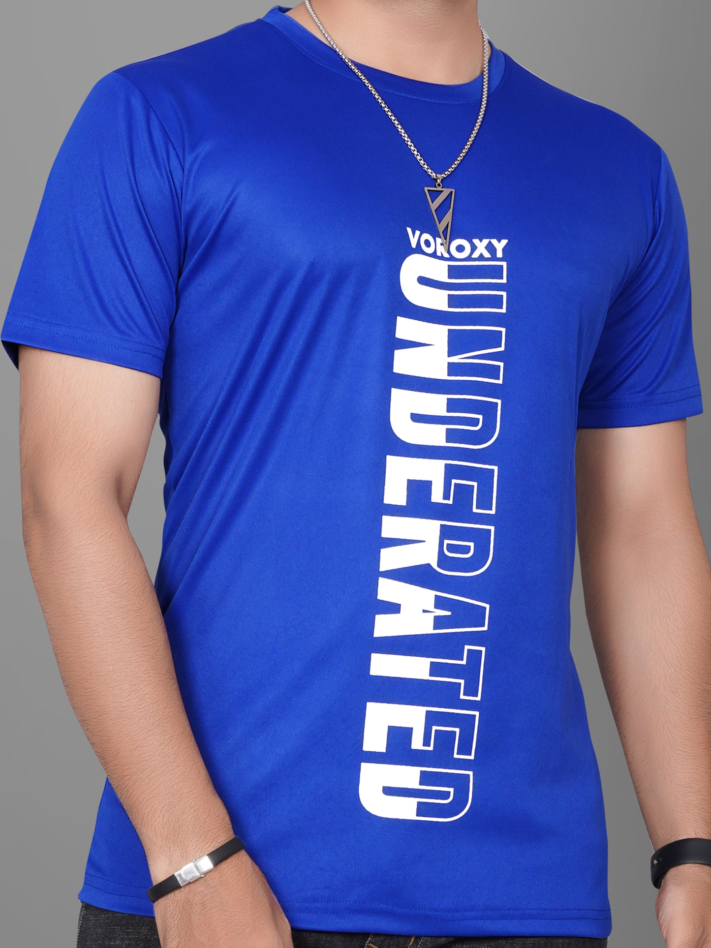 SUR-T Men Printed, Typography Round Neck Polyester Royal Blue T-Shirt