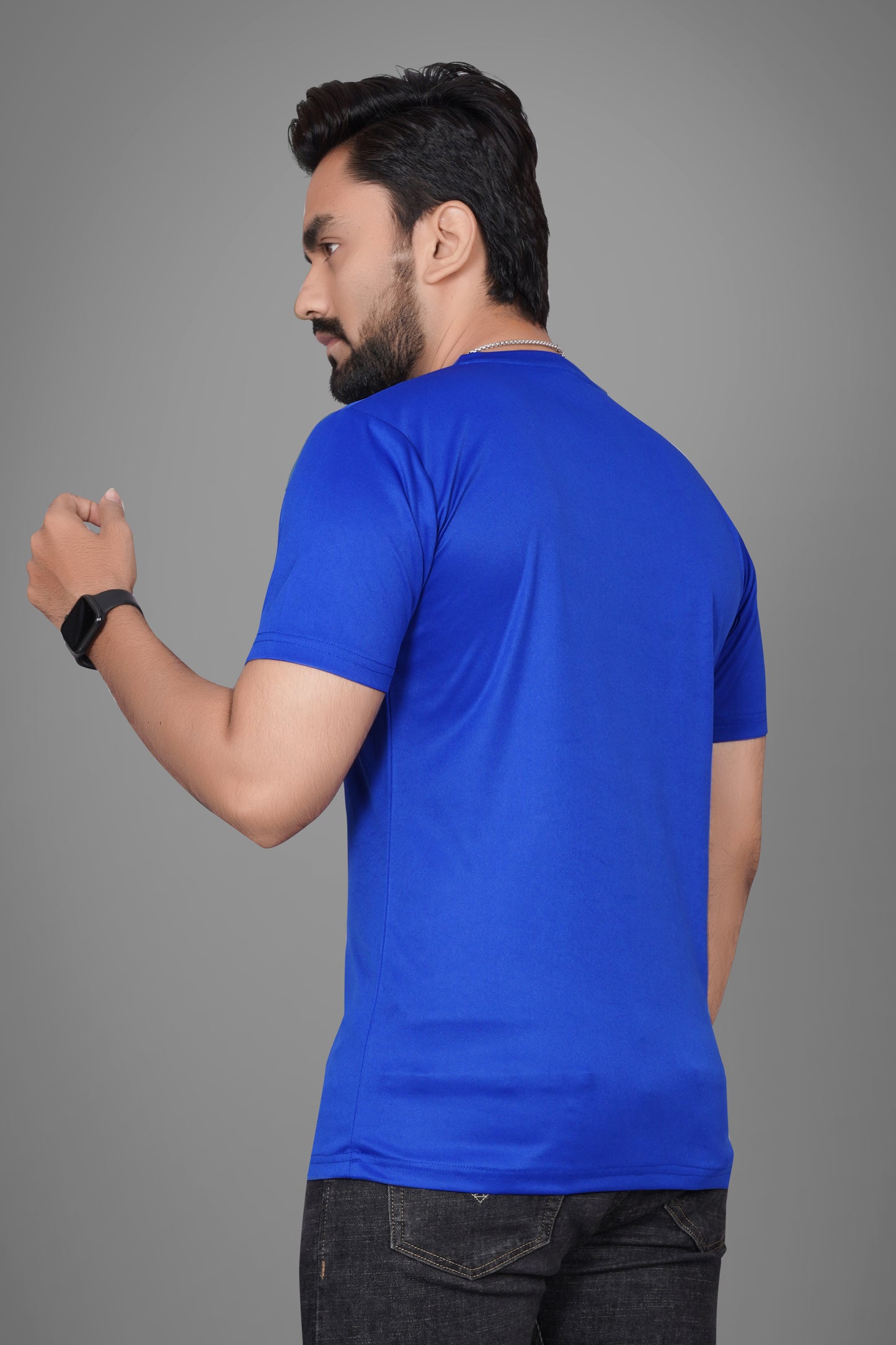 SUR-T Men Printed, Typography Round Neck Polyester Royal Blue T-Shirt