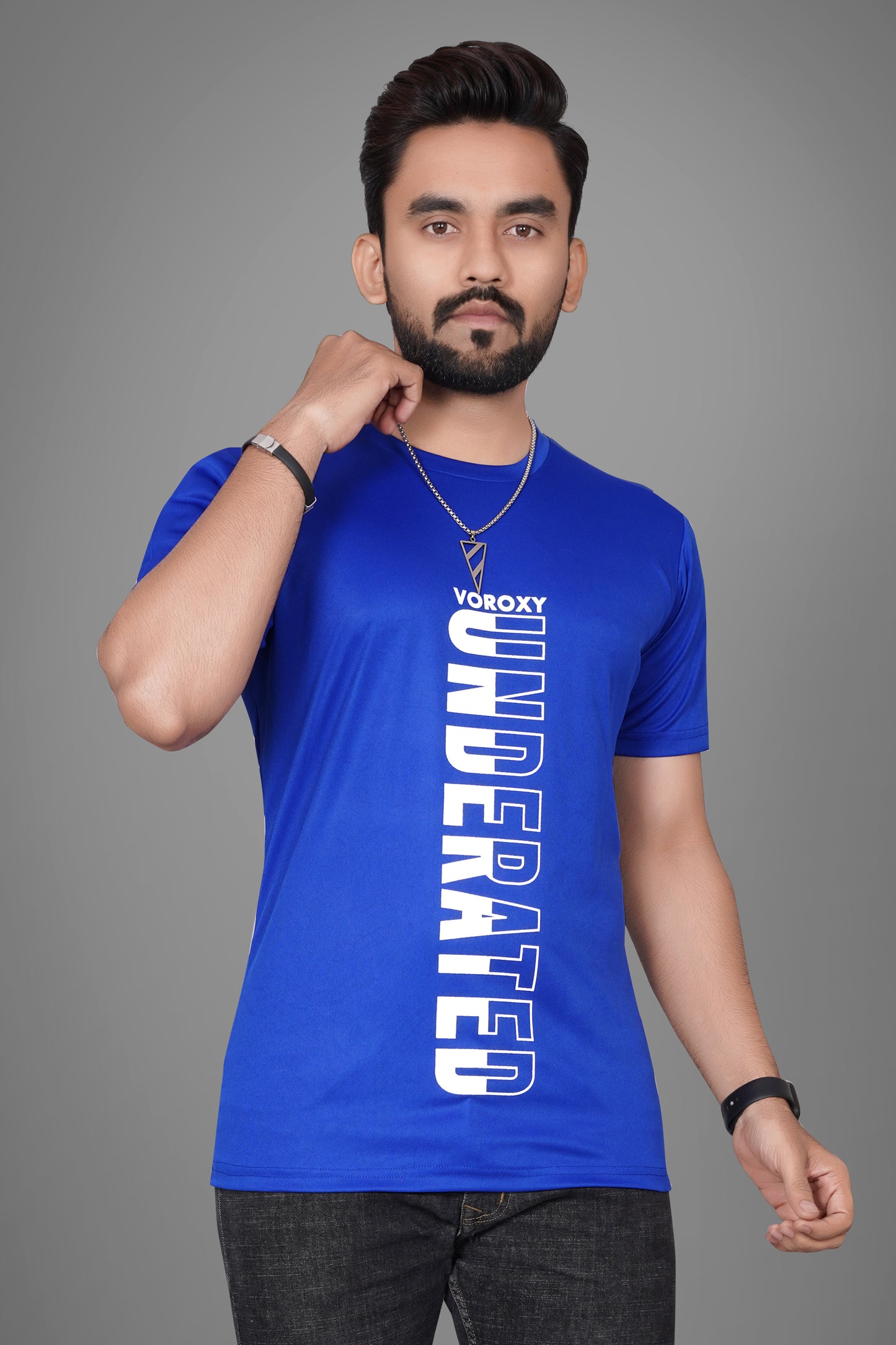 SUR-T Men Printed, Typography Round Neck Polyester Royal Blue T-Shirt
