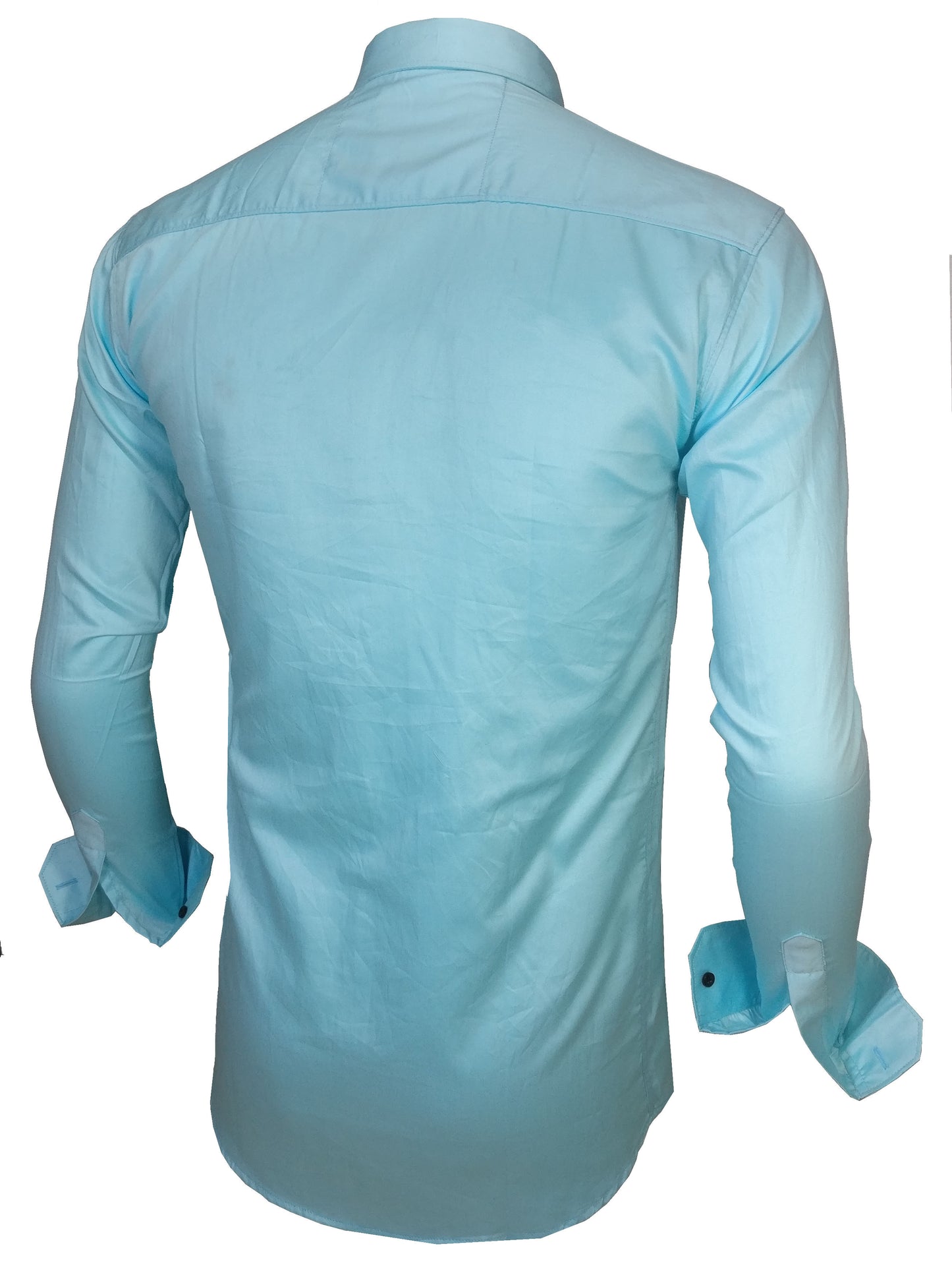Men's Solid Slim Fit Cotton Double Button Sky Blue Shirt