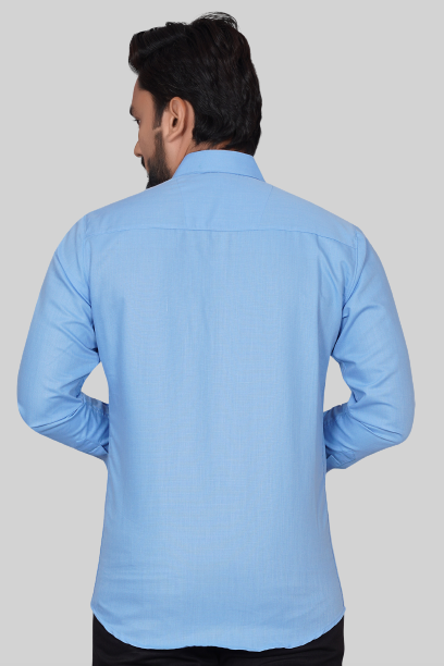 Men's Regular Fit Solid Spread Collar Casual SKY Blue Shirt