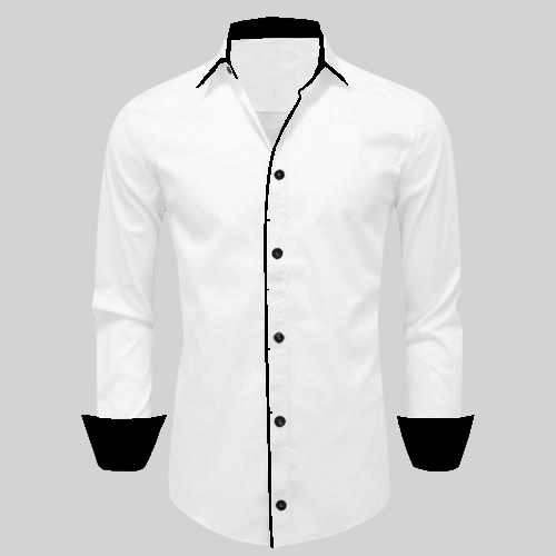 Men's Liner Design Slim Fit White Black Cotton Shirt