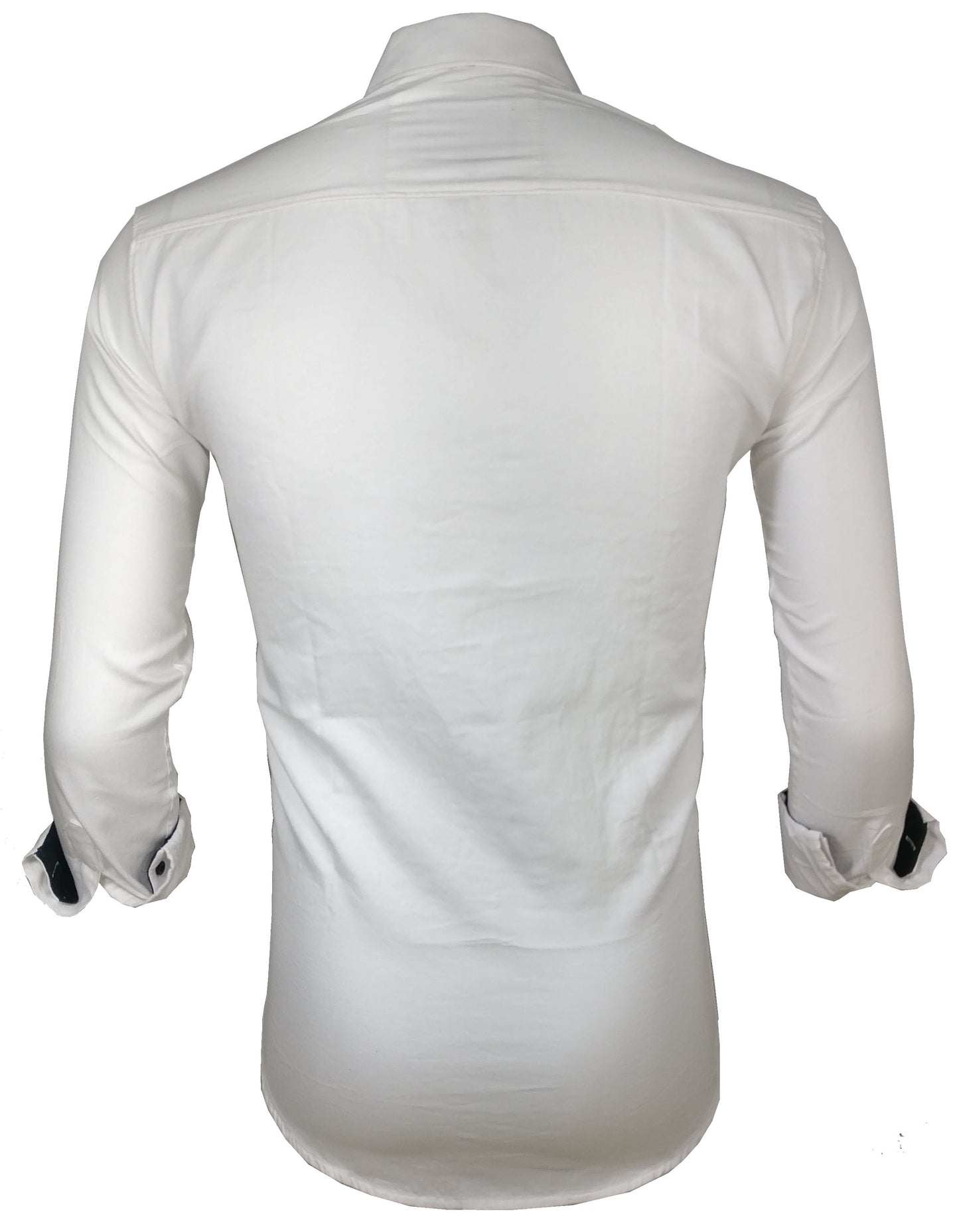 Men's Liner Design Slim Fit White Black Cotton Shirt