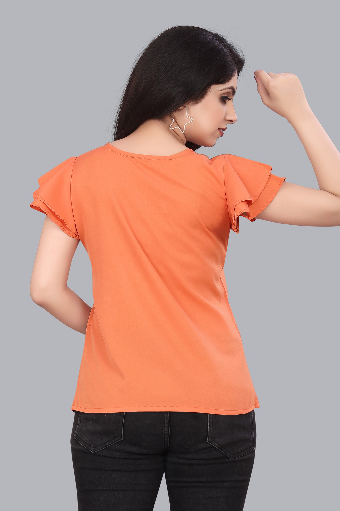 SUR-T Casual Regular Sleeves Solid Women Fanta Top