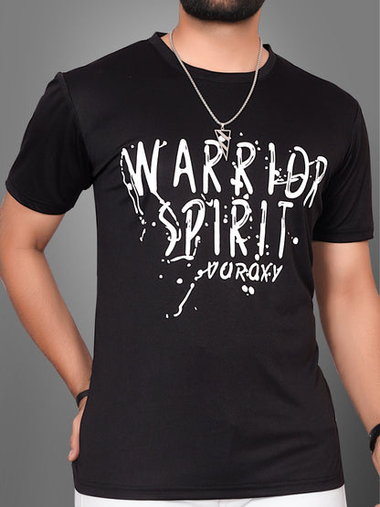 SUR-T Men Printed, Typography Round Neck Polyester Black T-Shirt