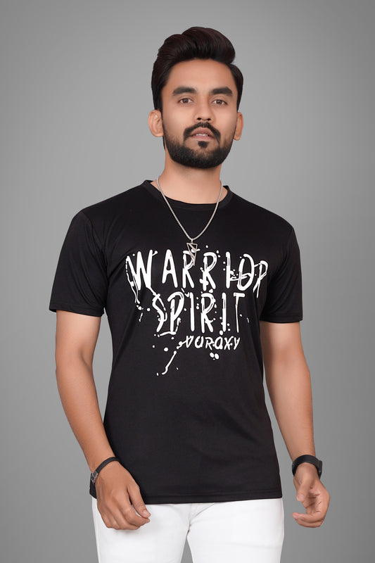 SUR-T Men Printed, Typography Round Neck Polyester Black T-Shirt