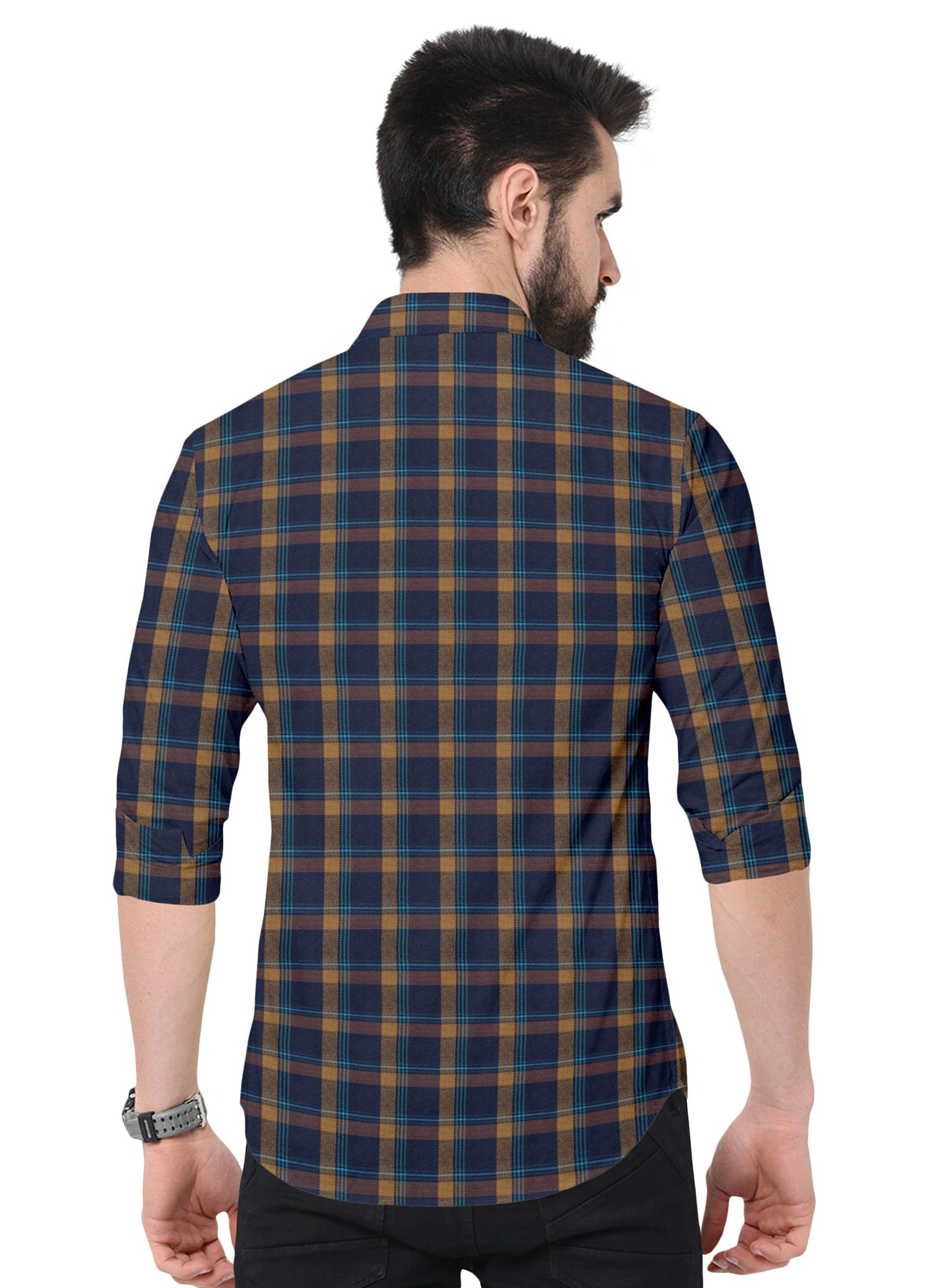 SUR-T Men regular Fit Checkered Spread Collar Casual Shirt