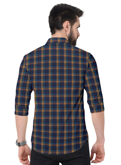SUR-T Men regular Fit Checkered Spread Collar Casual Shirt