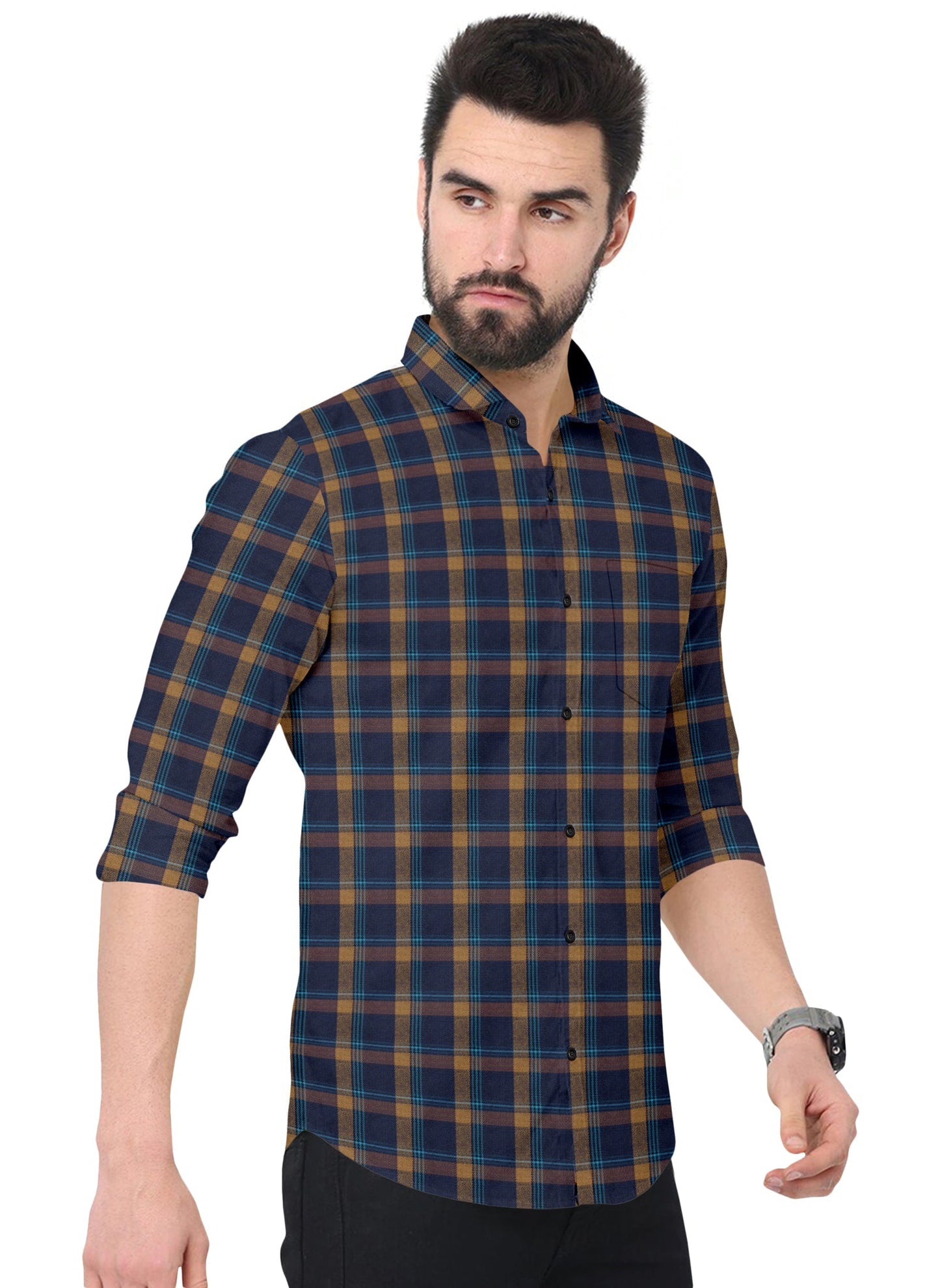 SUR-T Men regular Fit Checkered Spread Collar Casual Shirt