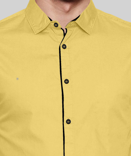 Men's Liner Design Slim Fit Beige Cotton Shirt