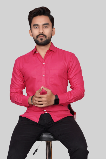 Men's Regular Fit Solid Spread Collar Casual Dark Grey Shirt