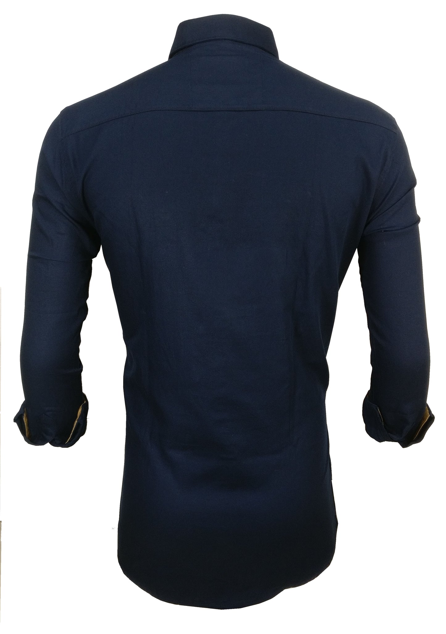 Men's Liner Design Slim Fit Navy Blue Cotton Shirt