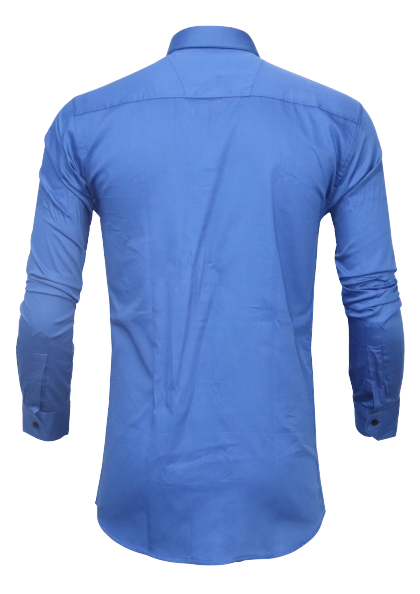 Men's Solid Slim Fit Cotton Double Button Royal Blue Khaki Shirt