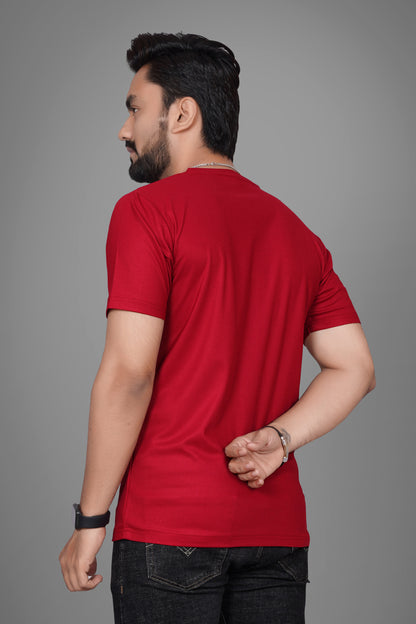 SUR-T Men Printed, Typography Round Neck Polyester Red T-Shirt