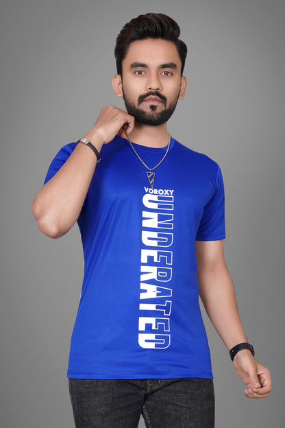 SUR-T Men Printed, Typography Round Neck Polyester Royal Blue T-Shirt