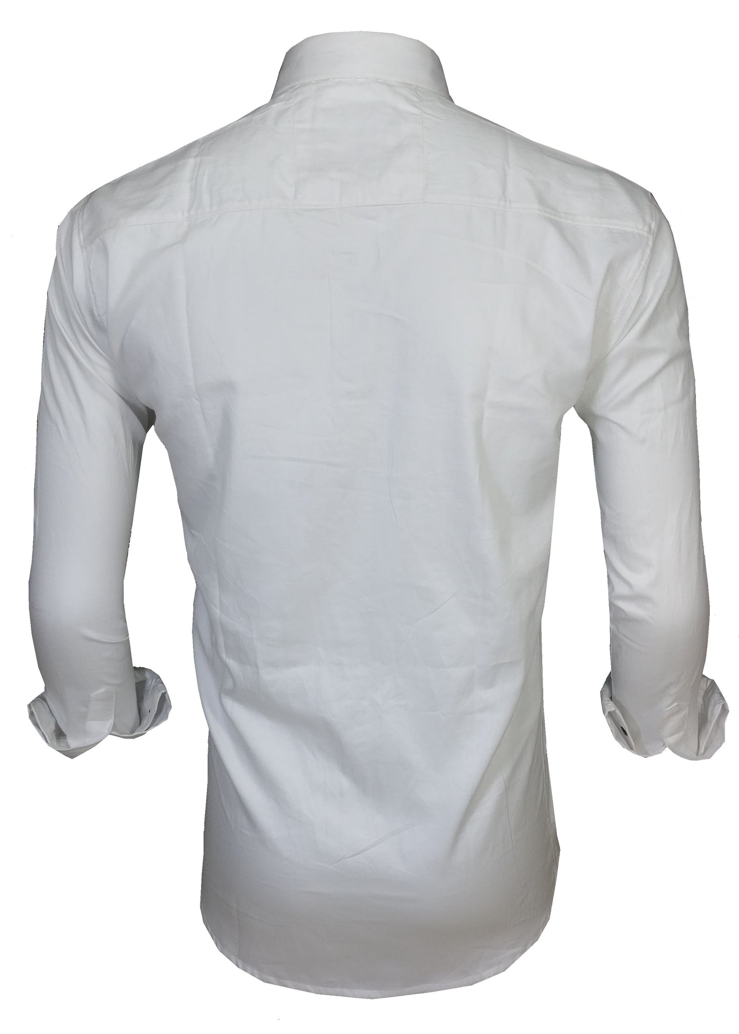 Men's Solid Slim Fit Cotton Double Button White Shirt